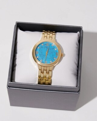 Gold Tone and Turquoise Watch