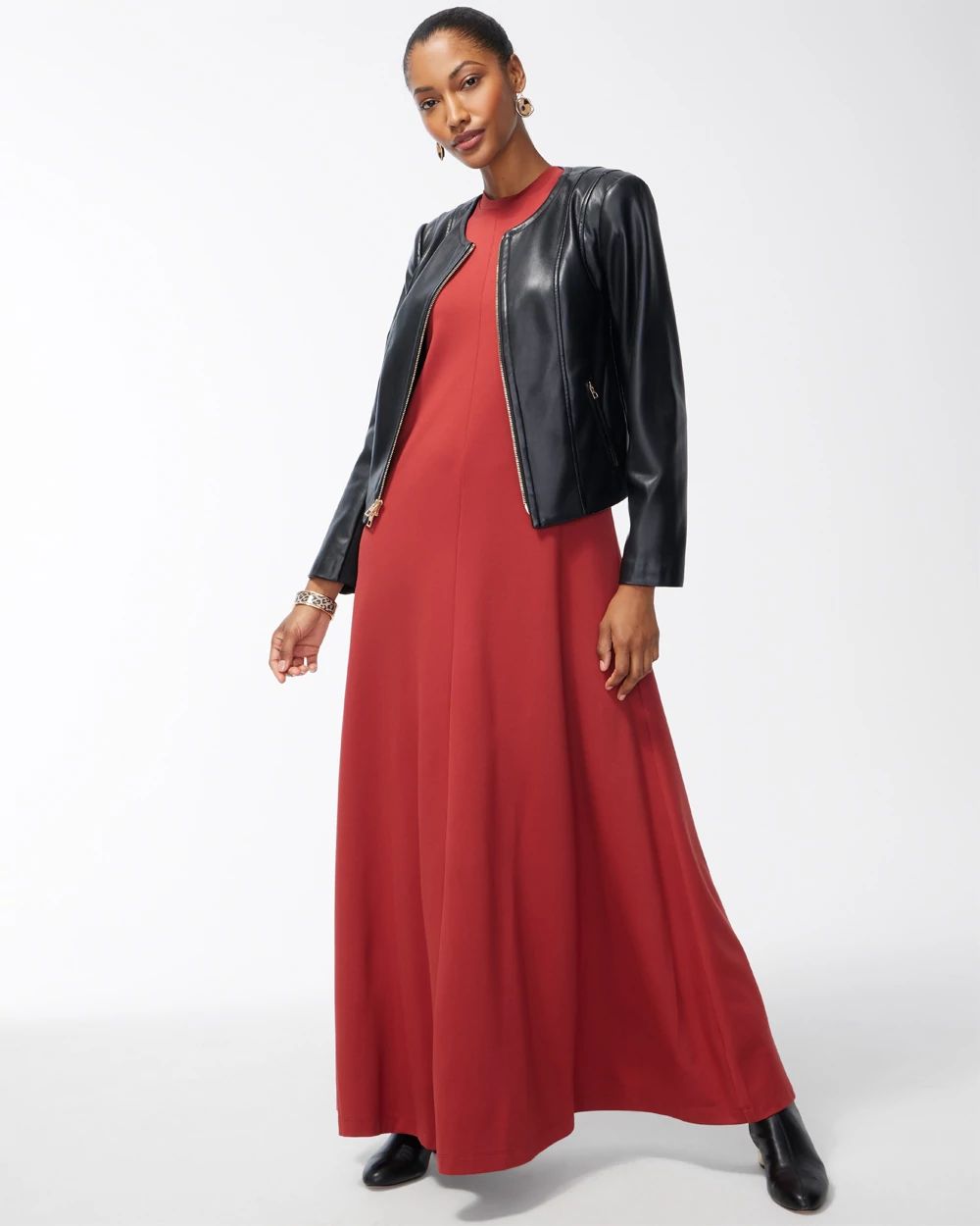 Ponte Rib Trim Maxi Dress