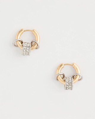 Jeweled Mixed-Metal Hoop Earrings
