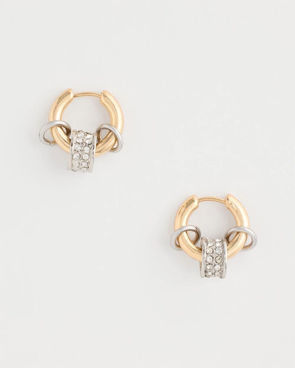 Jeweled Mixed-Metal Hoop Earrings