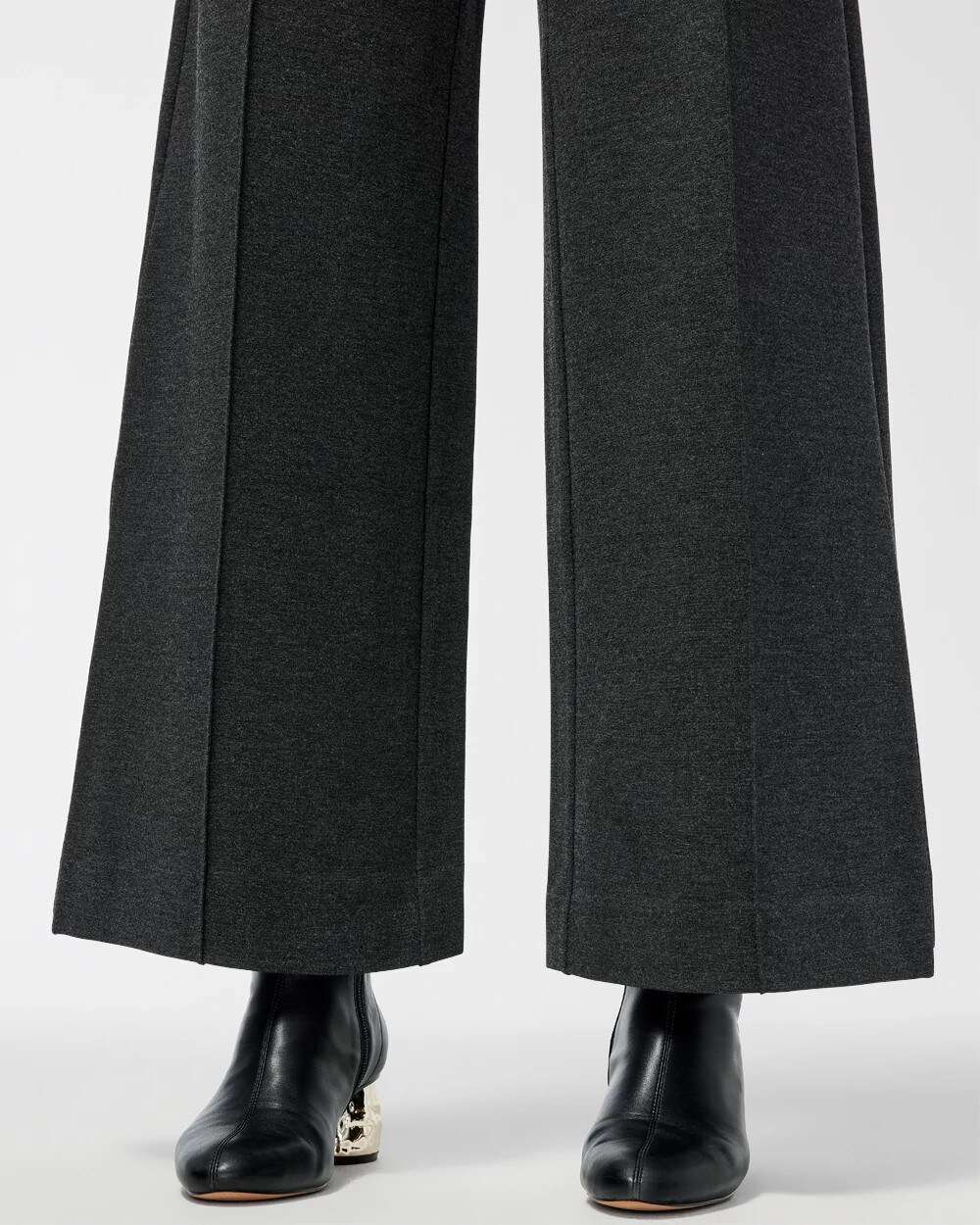 Ponte Pintuck Wide Leg Ankle Pants