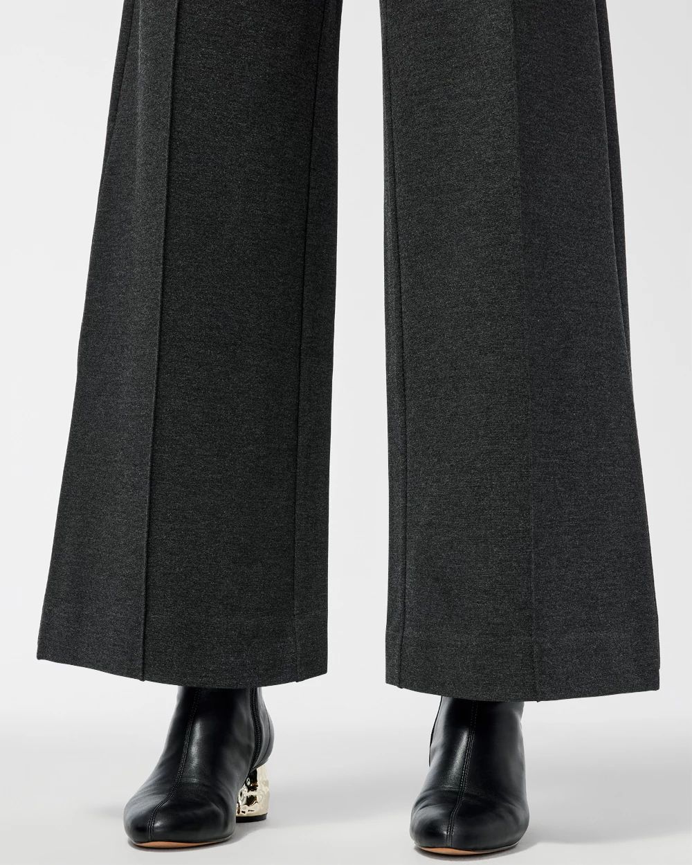 Ponte Pintuck Wide Leg Ankle Pants click to view larger image.