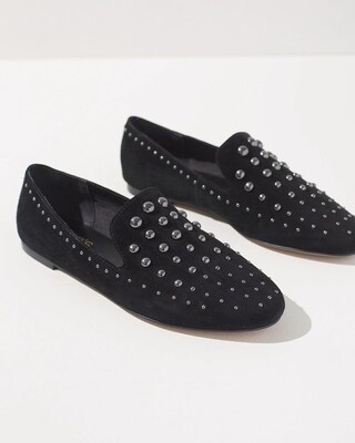 Black Studded Suede Flats