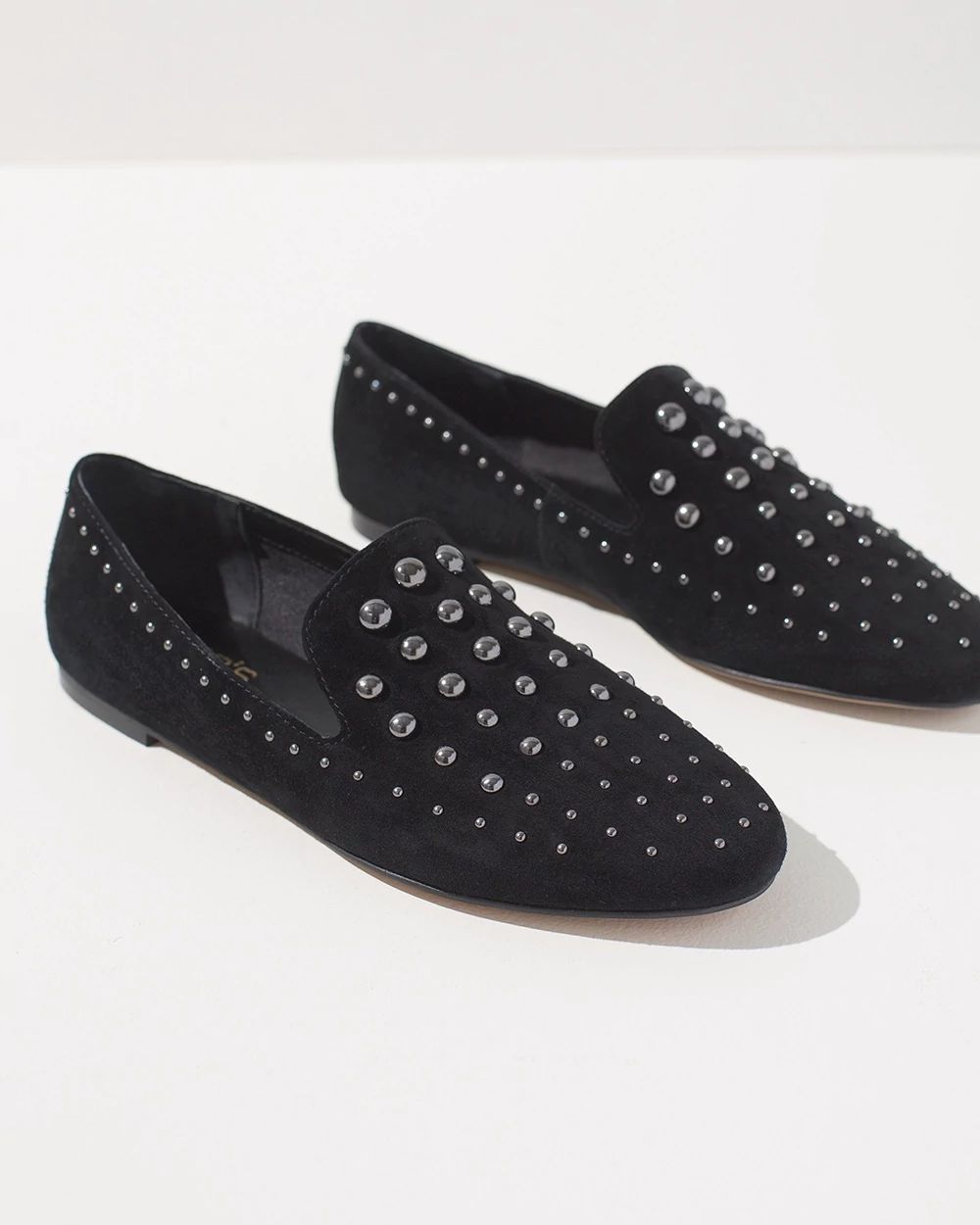 Black Studded Suede Flats