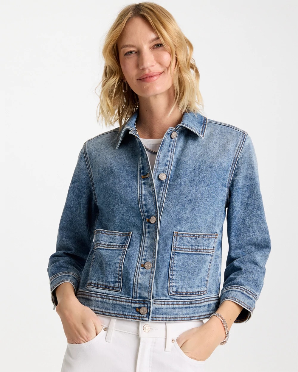 Cropped Denim Trucker Jacket