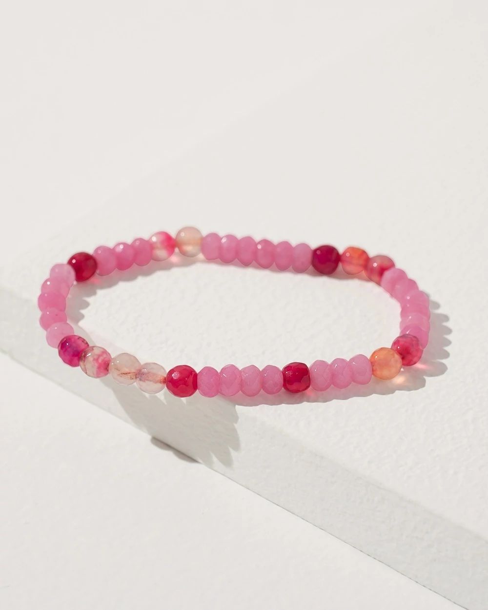 Pink Jade and Agate Stretch Bracelet
