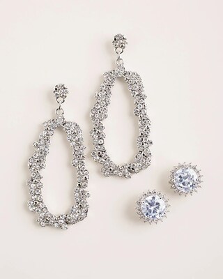 Silvertone Chandelier and Stud Earring Set