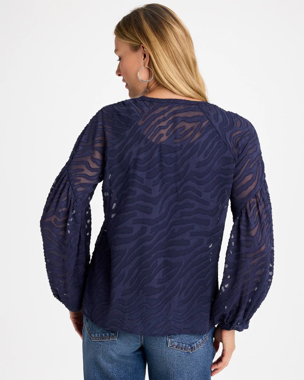 Zebra Animal Jacquard Popover Blouse click to view larger image.