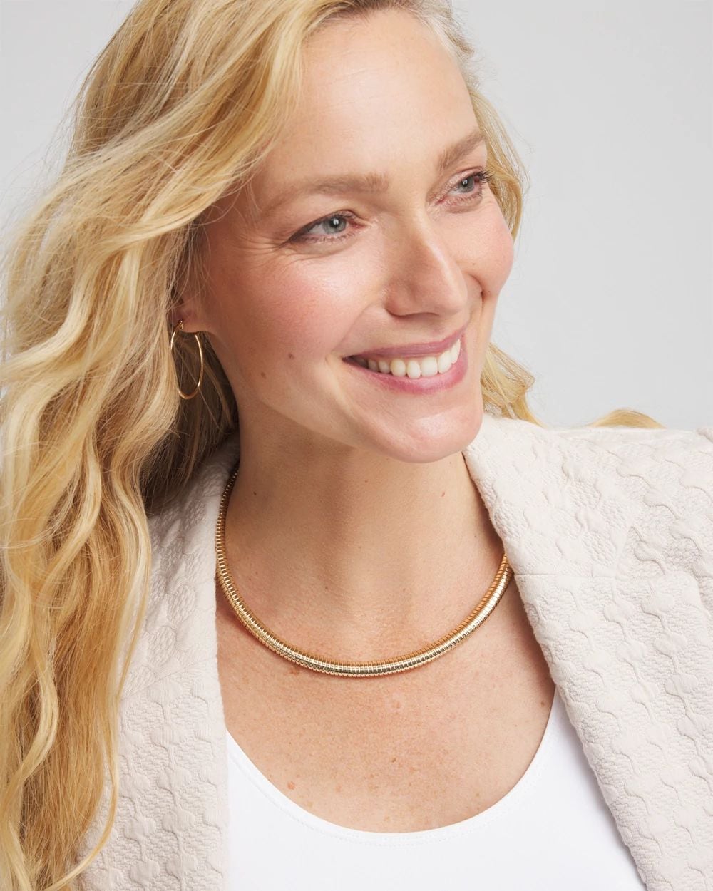 Mixed Metal Link Triple-Strand Necklace click to view larger image.