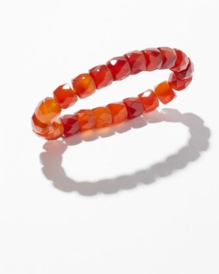 Agate Square Bead Stretch Bracelet