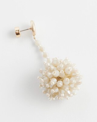 Beaded Pom Drop Earrings
