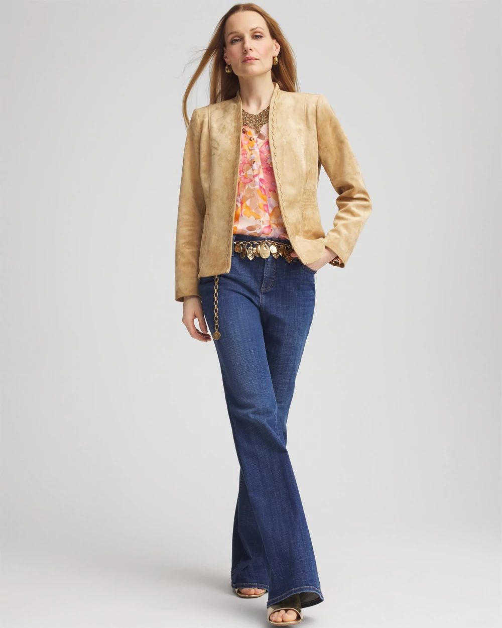 Faux Suede Peplum Jacket