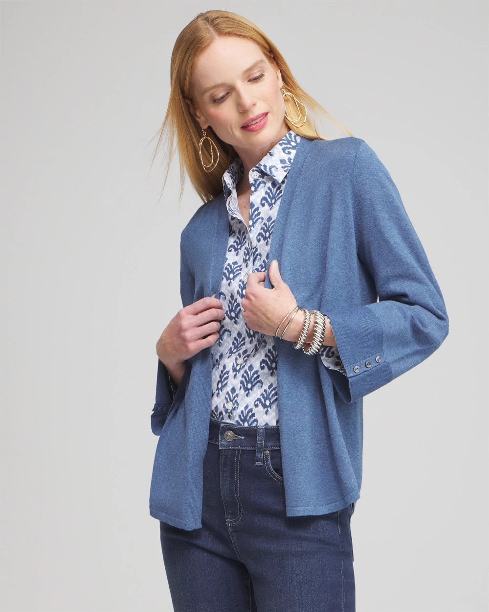 Spun Rayon Flare Sleeve Cardigan