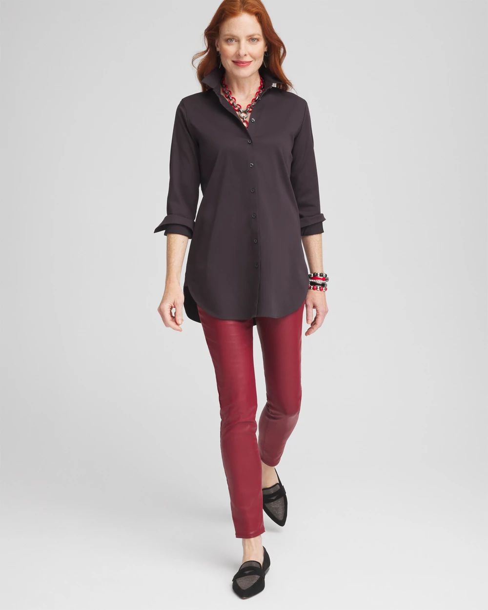 Petite Coated Denim Girlfriend Ankle Jeans click to view larger image.