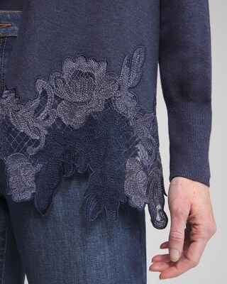Cashmere Blend Lace Hem Cardigan