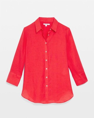 No Iron™ Linen 3/4 Sleeve Shirt click to view larger image.