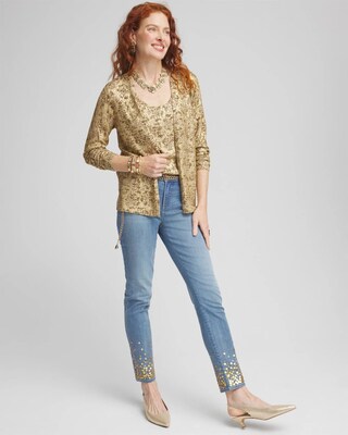 Foil Print Long-sleeve Cardigan click to view larger image.