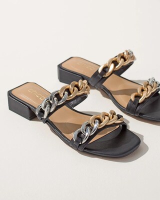 Chain Link Leather Slides
