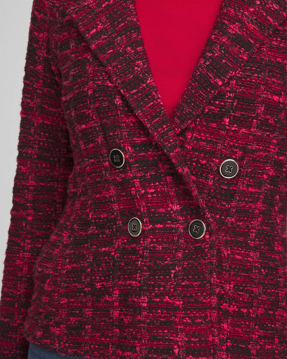 Tweed Double-Breasted Sweater Blazer