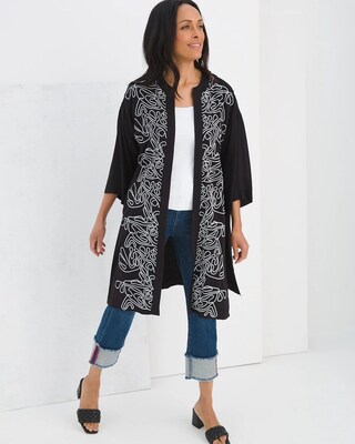 French-Knot Embroidered Kimono