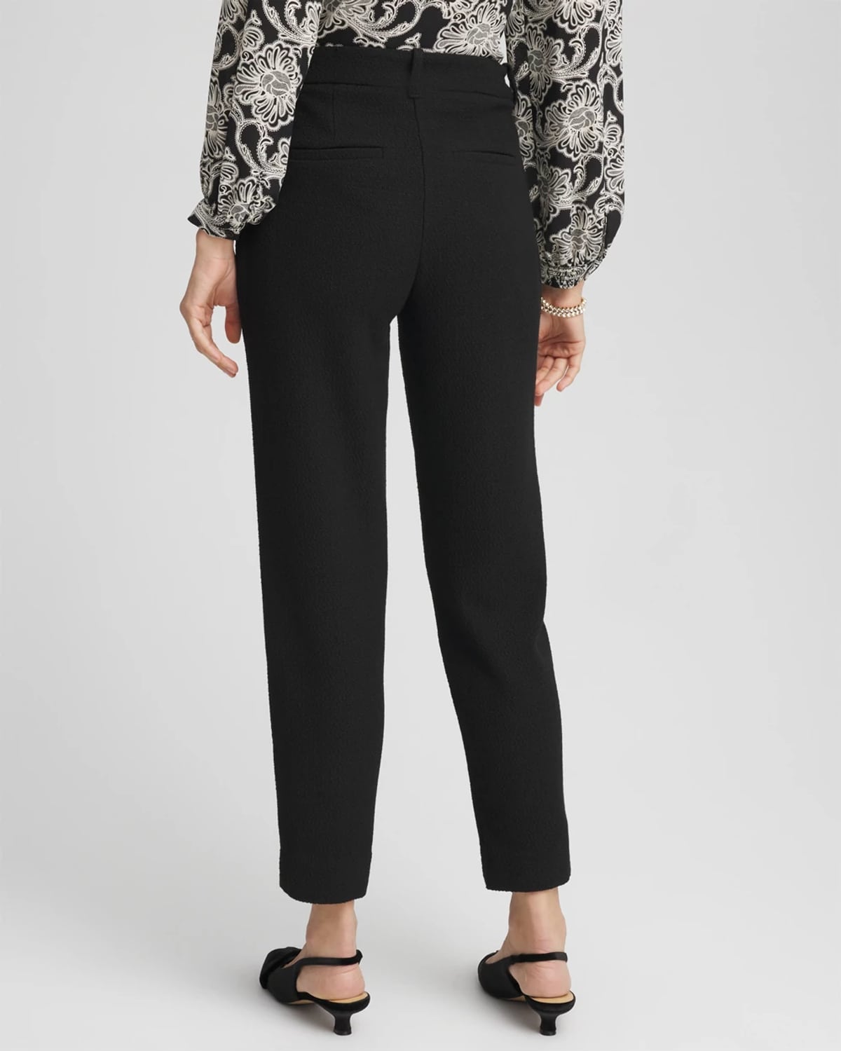 Chico's Matelass Slim Tapered Ankle Pants In Black In Black