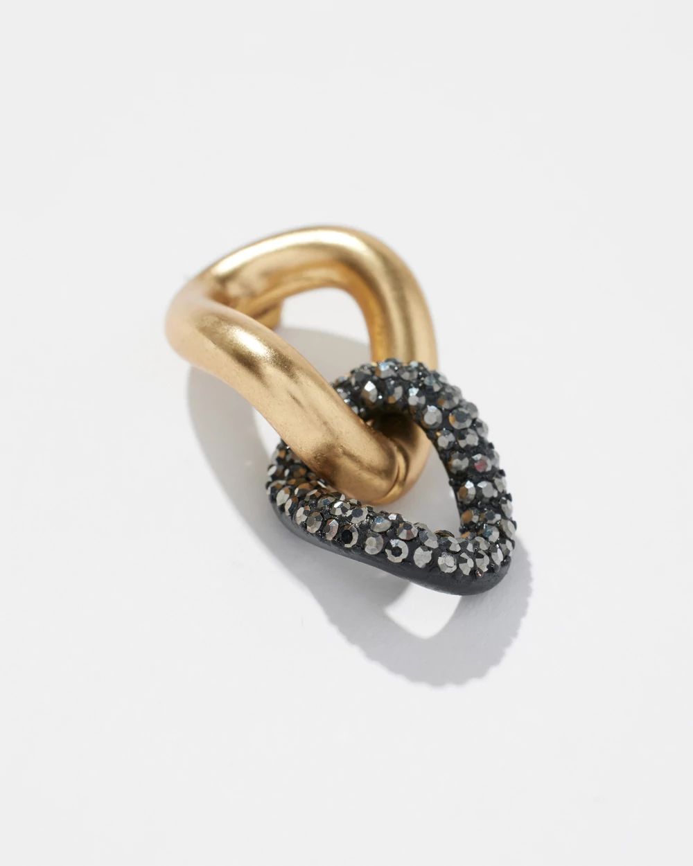 Gold Tone Pavé Links Drop Earrings