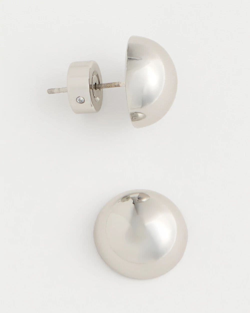Mini Silvertone Sphere Stud Earrings