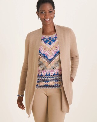 Woven-Back Cardigan
