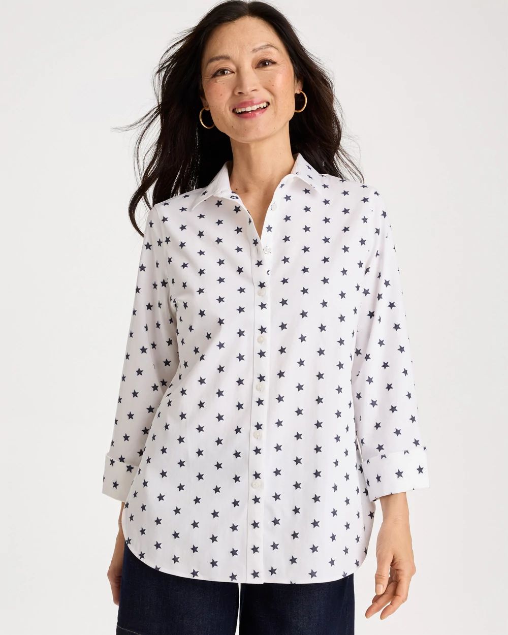 No Iron™ Stretch Jacquard Stars Shirt