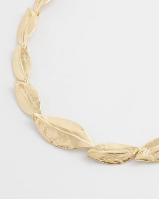 Gold Tone Leaf Bib Necklace