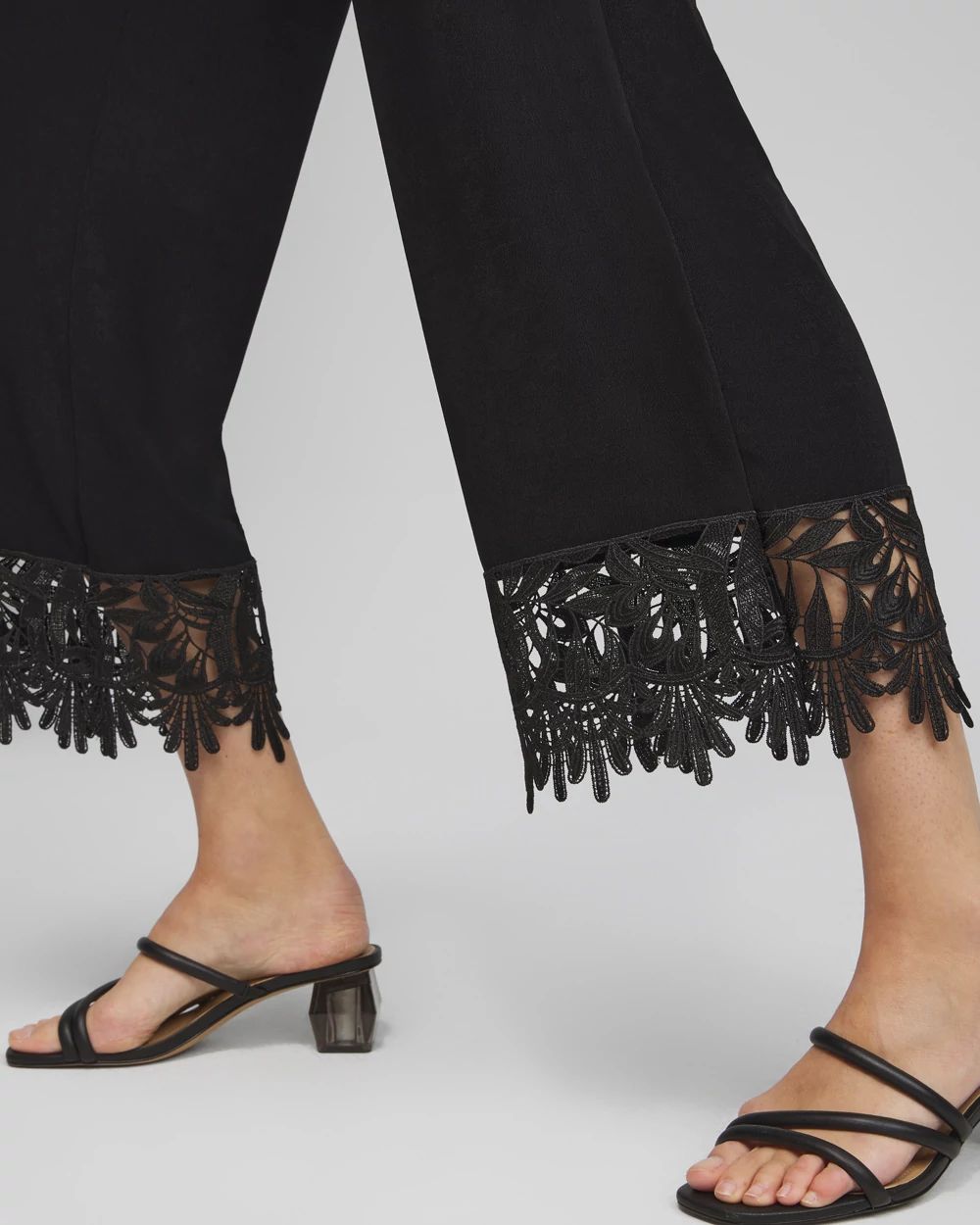 Petite Travelers™ Lace Trim Cropped Pants