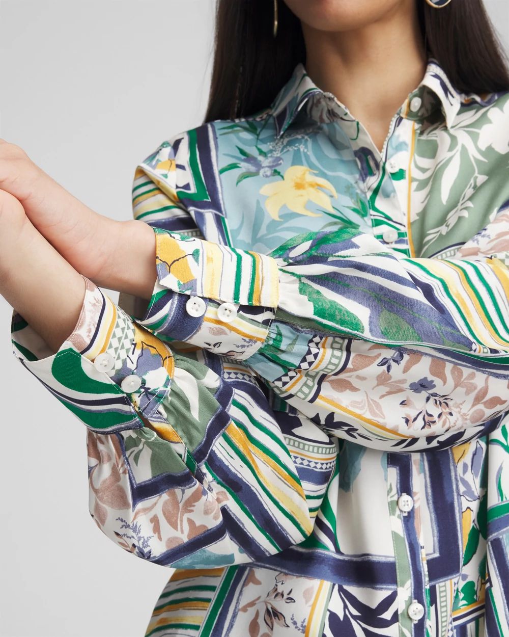 Faux Silk Coastal Collared Shirt