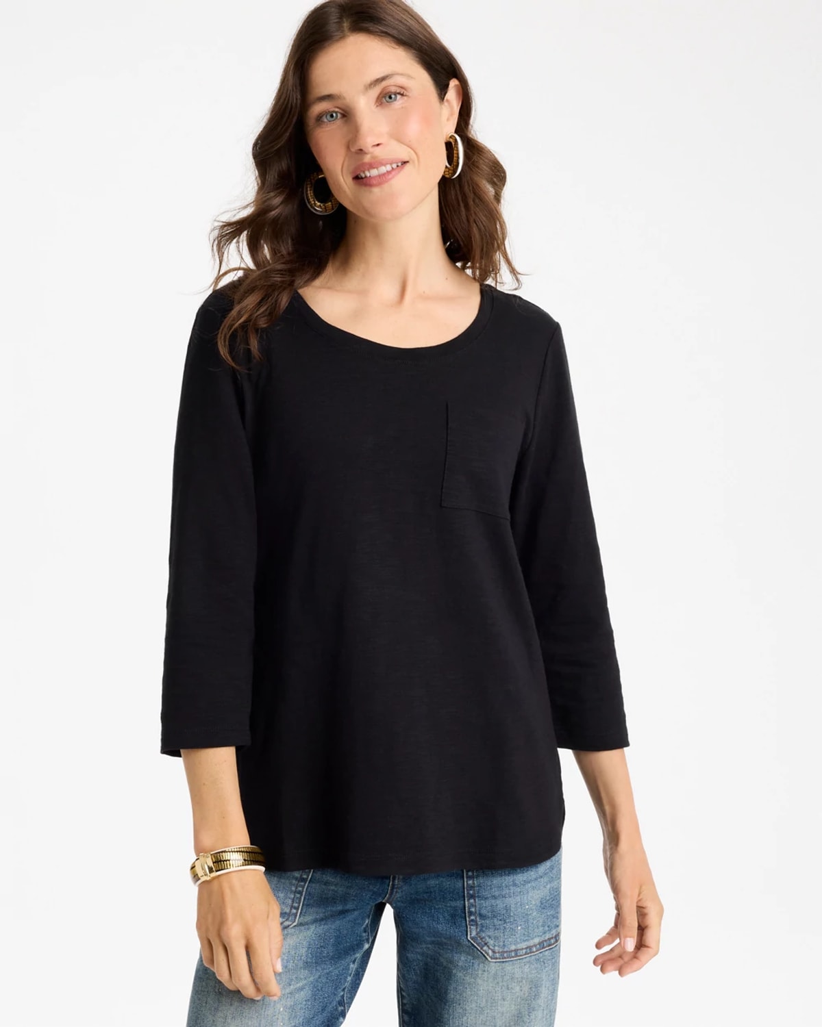 Chico's Cotton Tee In Black