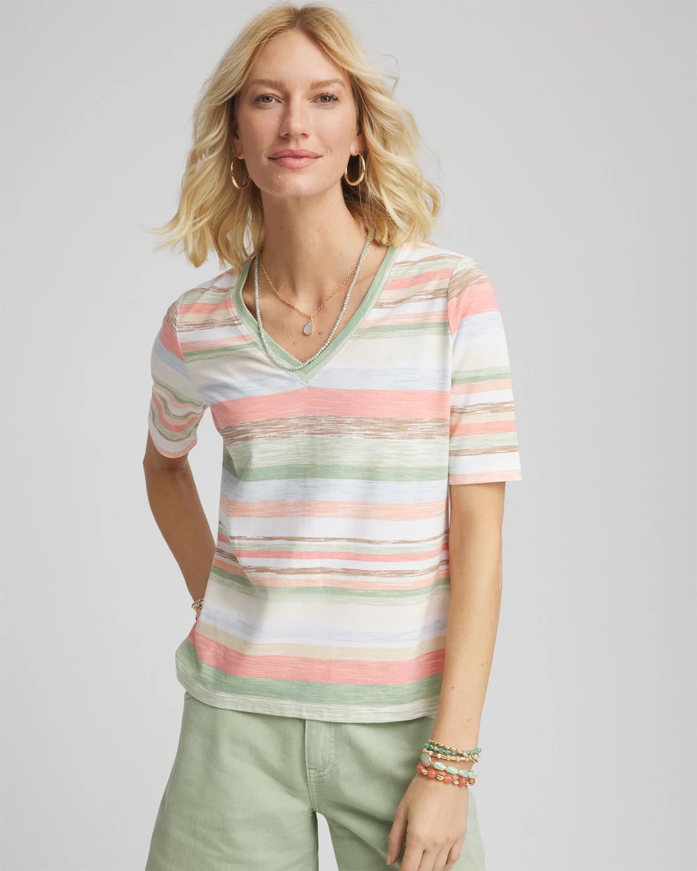 Perfect Multi-Striped V-Neck Tee