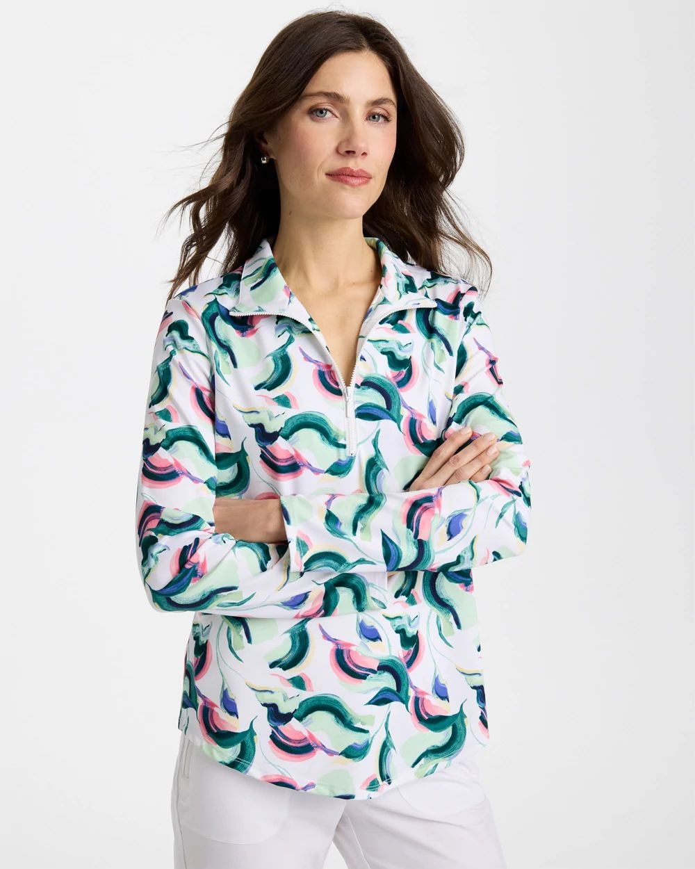 Zenergy® UPF Blooms Mock Zip Polo