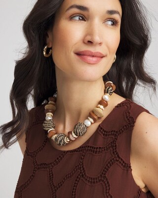 Mixed-Media Short Beaded Necklace click to view larger image.