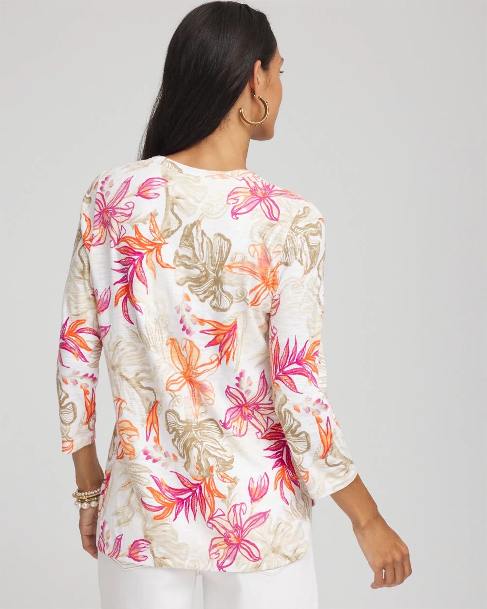Slub Floral 3/4 Sleeve Tee
