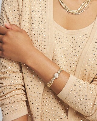 Gold Tone Multi Strand Pavé Bracelet