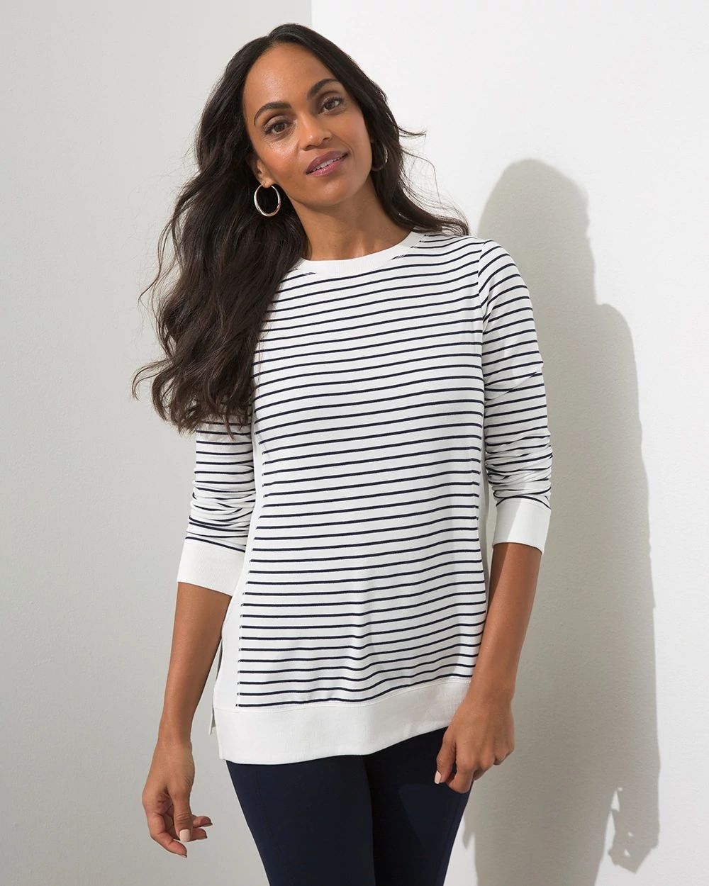 Zenergy French Terry Stripe Rib Mix Tunic