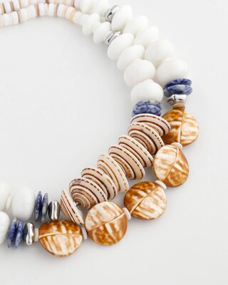 Genuine Seashell & Sodalite Necklace click to view larger image.