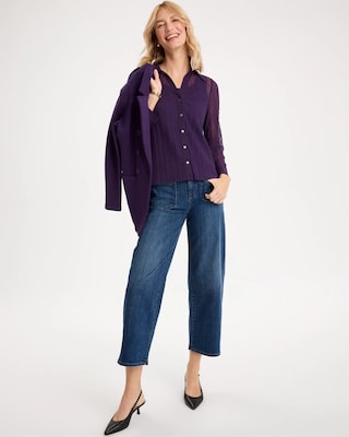 Semi-Sheer Crinkle Mesh Top click to view larger image.