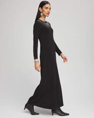 Embellished Long Sleeve Maxi Dress