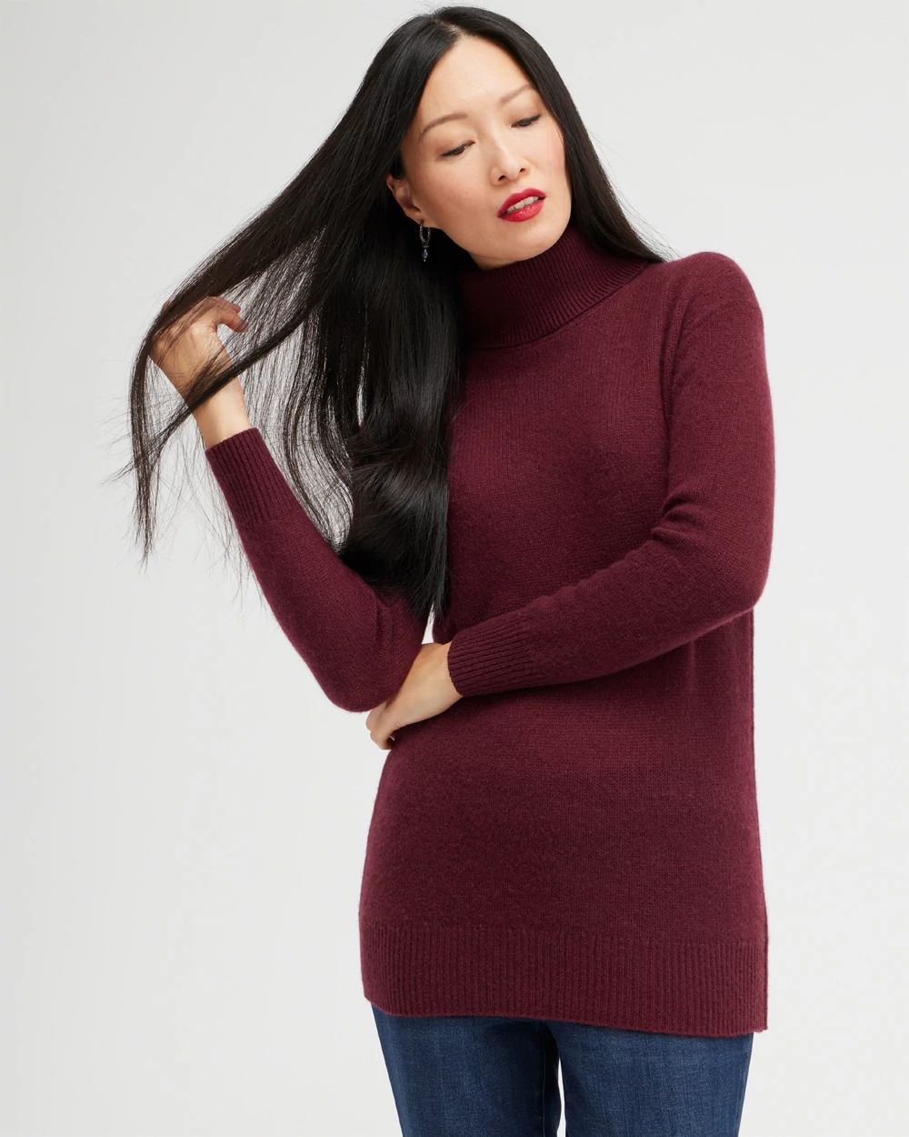 Cashmere Turtleneck Tunic Sweater