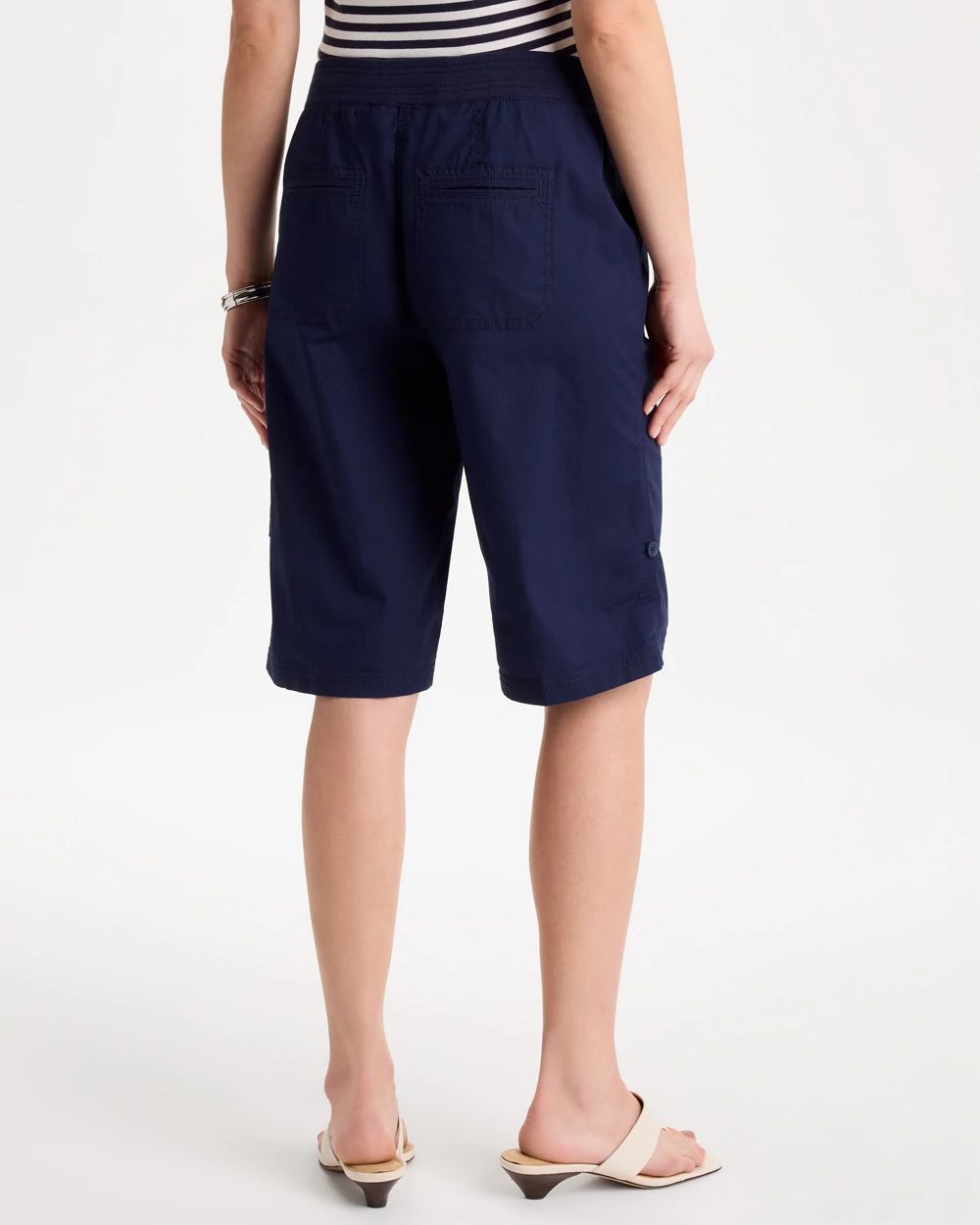 Poplin Cotton Roll-Tab Shorts click to view larger image.