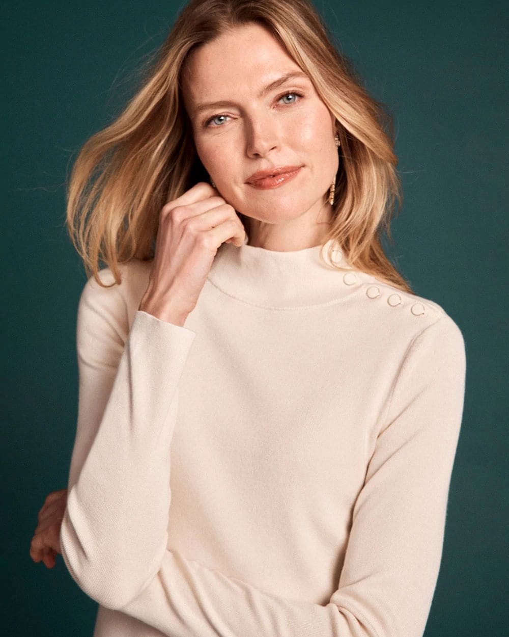 Ella Button Cuff Turtleneck Sweater