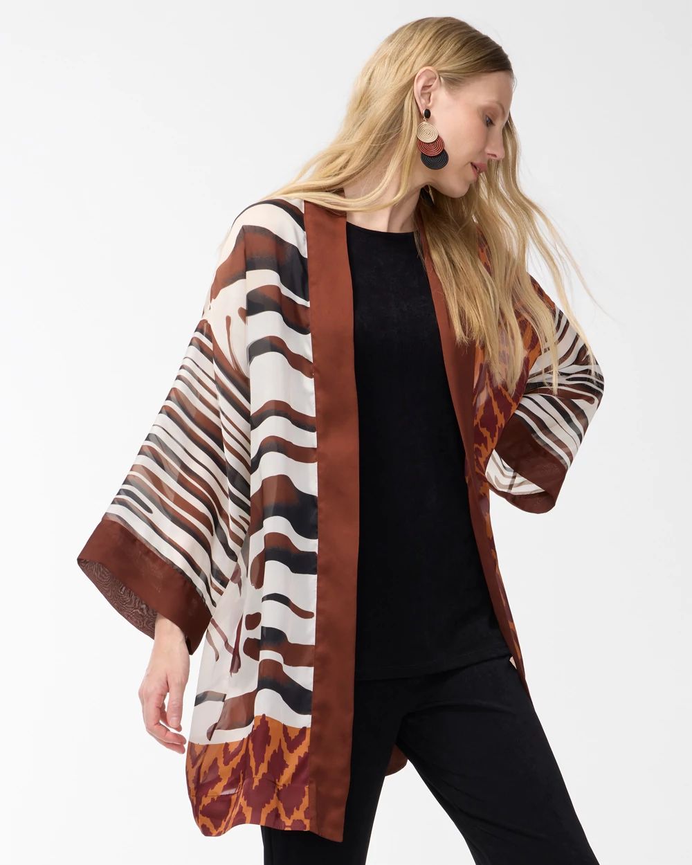Travelers Collection Ikat Burnout Kimono