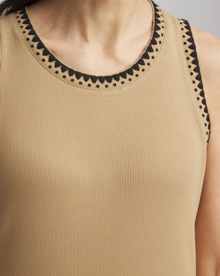 Contrast-Trim Ribbed Cotton Tank Top click to view larger image.