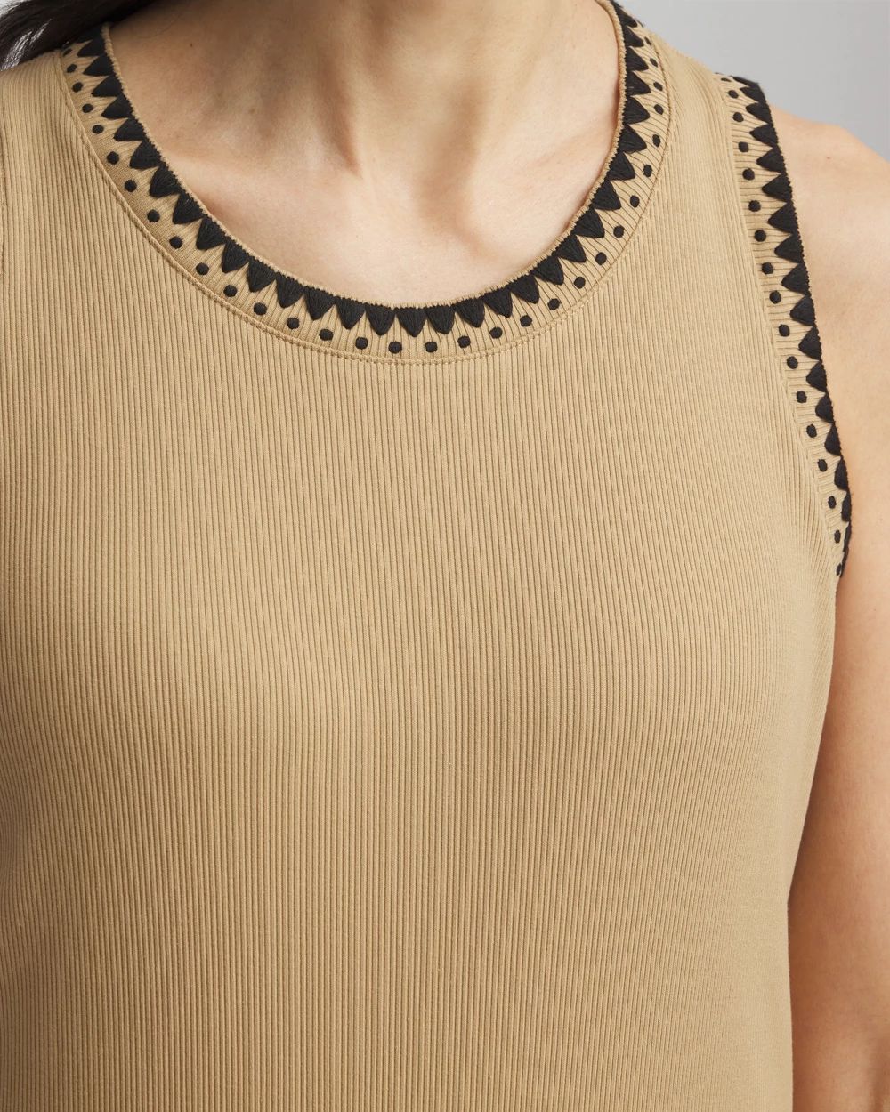 Contrast-Trim Ribbed Cotton Tank Top