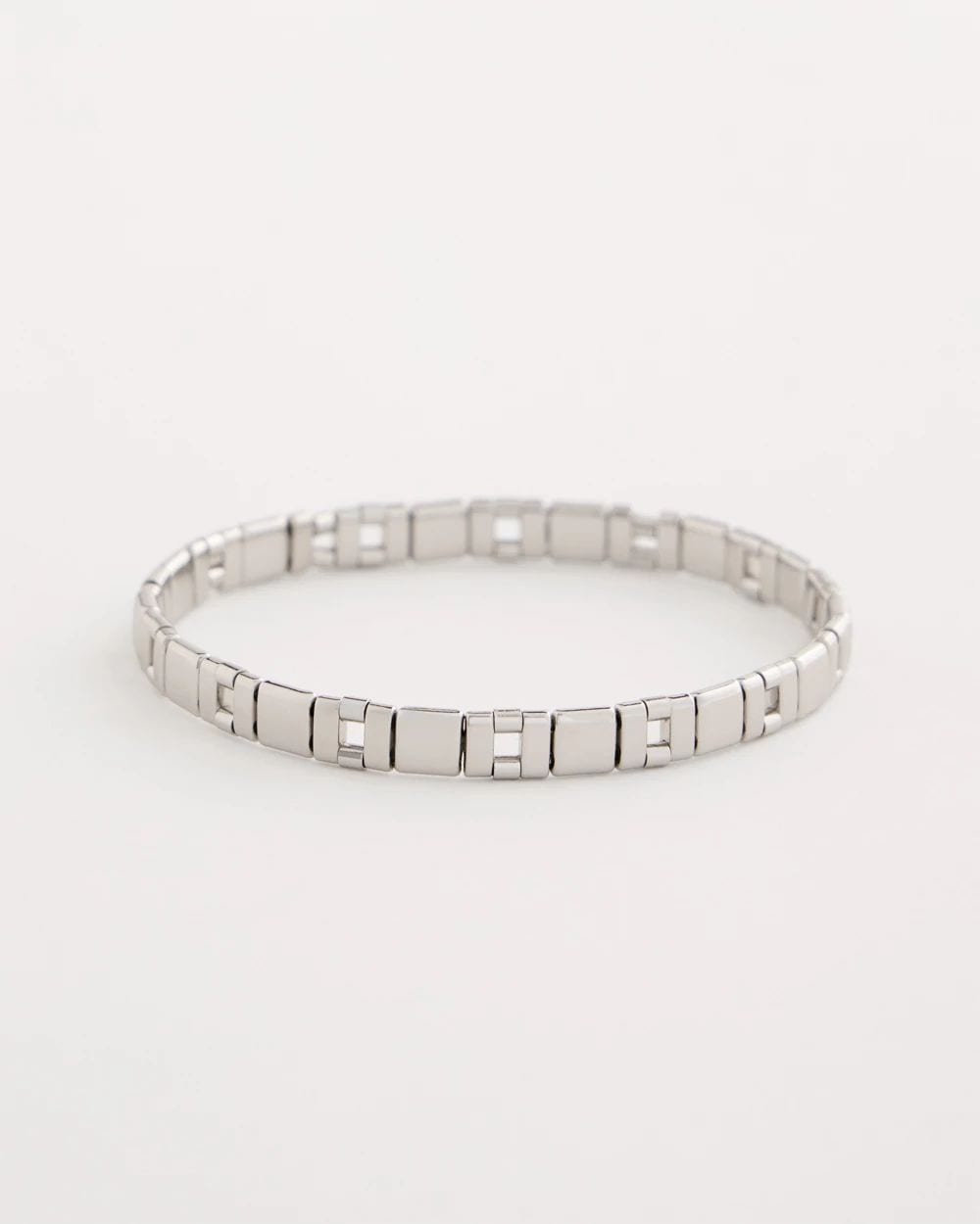 Glam Silvertone Slice Stretch Bracelet