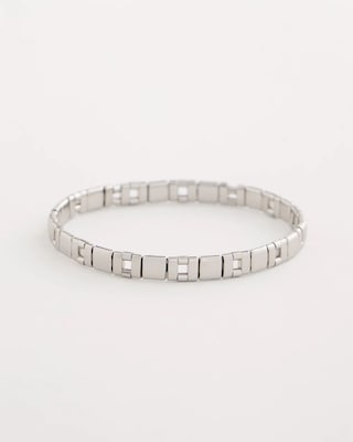 Glam Silvertone Slice Stretch Bracelet